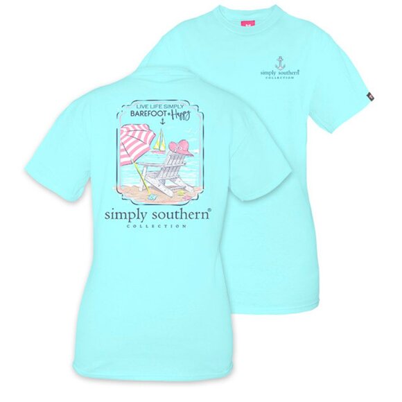 Simply Southern | Marine "Barefoot and Happy" T-shirt Tee | Size Extra Large - Picture 1 of 14